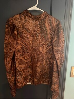 H&M Brown Paisley Blouse